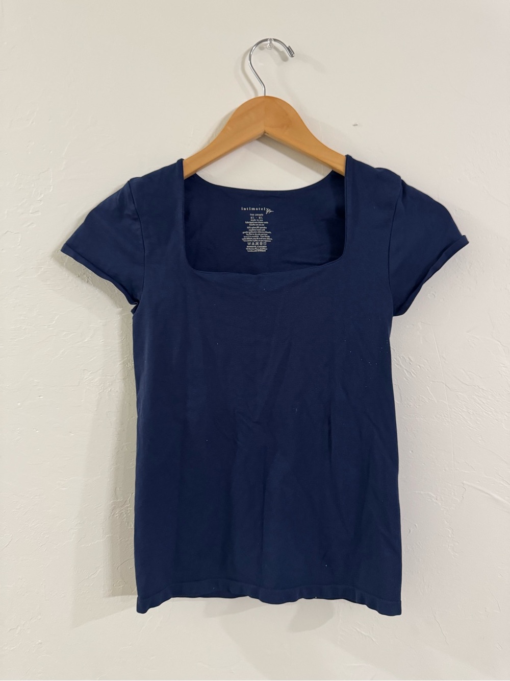 Intimately Free People Clean Lines Baby Tee Navy Blue M/L Seamless Cap Sleeve